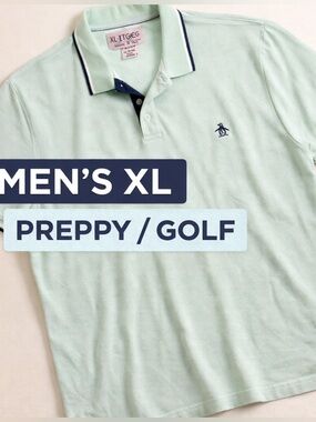 Original Penguin Polo Shirt Mens XL Mint Green Golf Preppy Casual Classic Logo